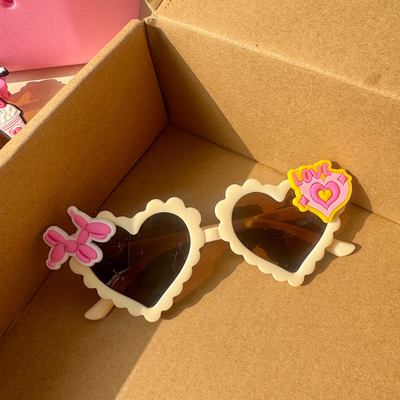 Wholesale love lace children's heart  sunshade glasses